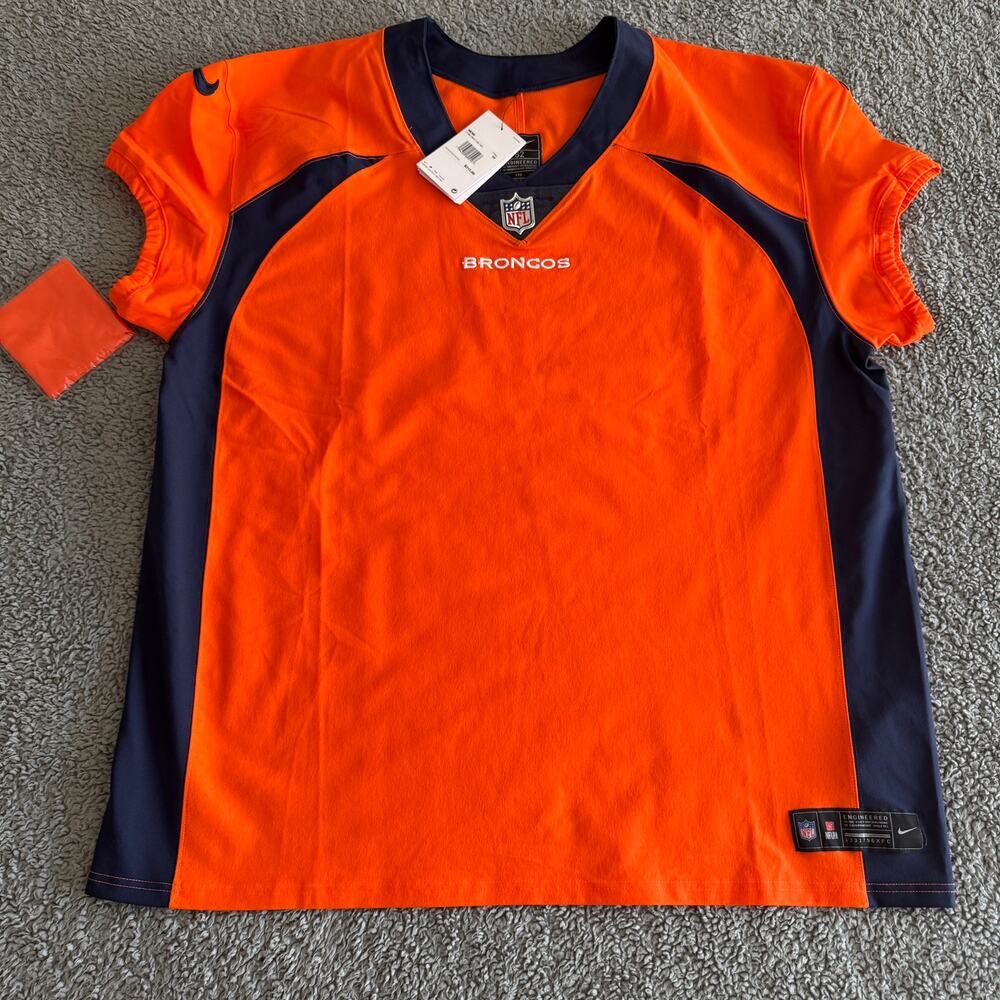 NWT Authentic Nike Elite NFL Denver Broncos Orange Blank Jersey Sz 52 Men's 2XL